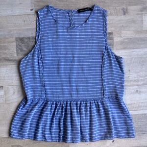 Ivanka Trump Womens Tank Top Blue Size Large Striped Embroidered